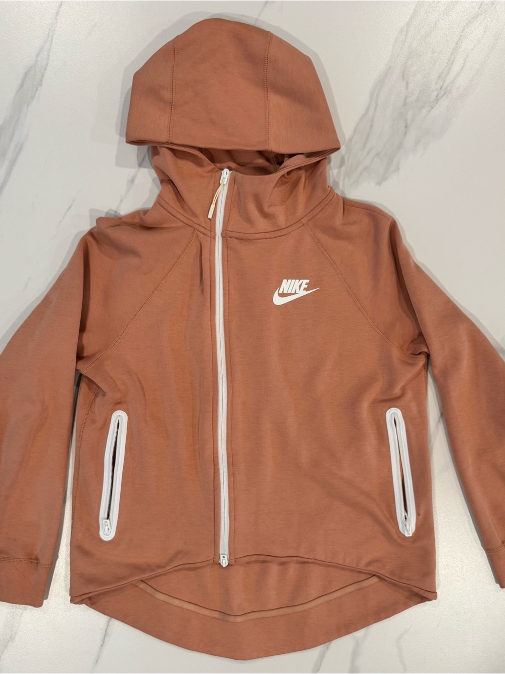Nike woman’s Hooded Zip Jacket - Dusty Rose/Terracotta with White Accents
